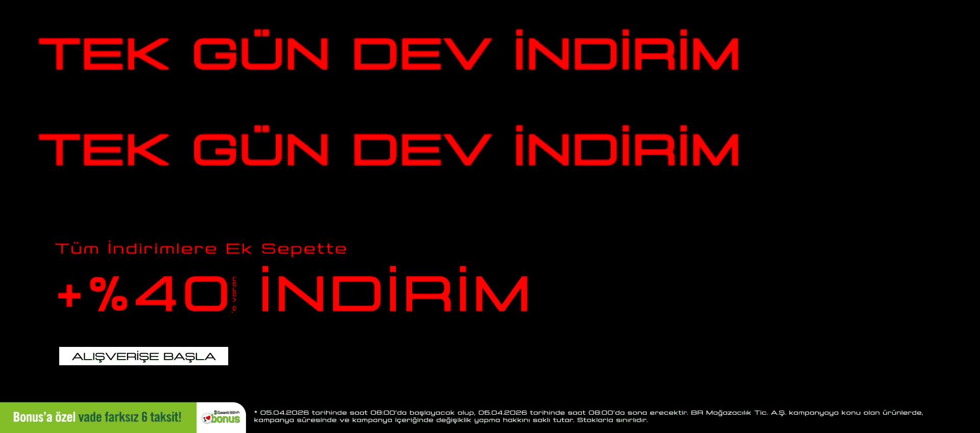 Tek Gün Dev İndirim!